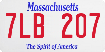 MA license plate 7LB207