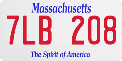 MA license plate 7LB208