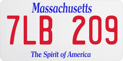 MA license plate 7LB209