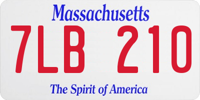 MA license plate 7LB210