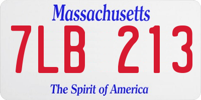 MA license plate 7LB213