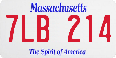 MA license plate 7LB214
