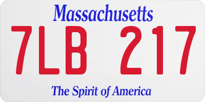 MA license plate 7LB217
