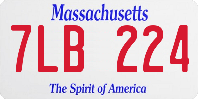 MA license plate 7LB224