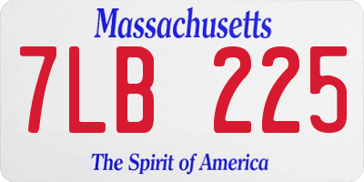 MA license plate 7LB225