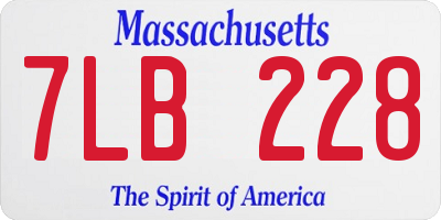 MA license plate 7LB228