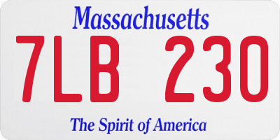 MA license plate 7LB230