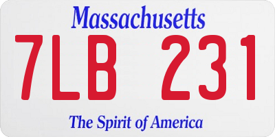MA license plate 7LB231