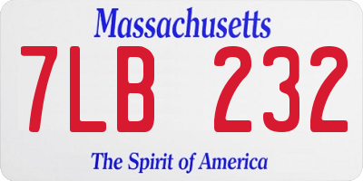 MA license plate 7LB232