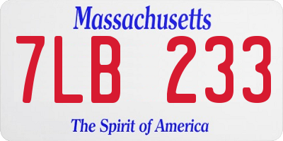 MA license plate 7LB233