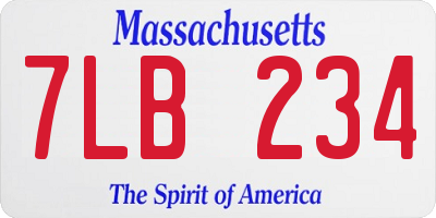 MA license plate 7LB234