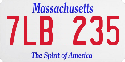 MA license plate 7LB235