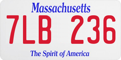 MA license plate 7LB236
