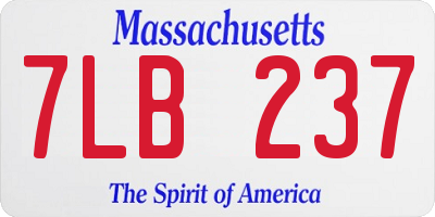 MA license plate 7LB237