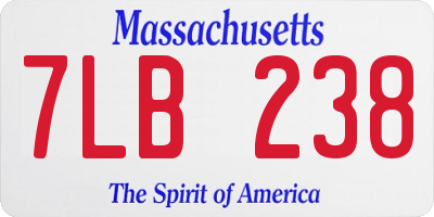 MA license plate 7LB238