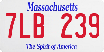 MA license plate 7LB239