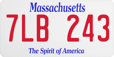 MA license plate 7LB243