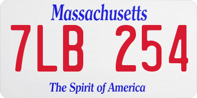 MA license plate 7LB254