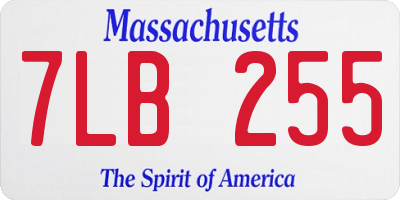 MA license plate 7LB255
