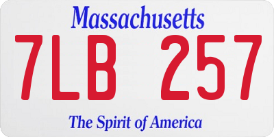 MA license plate 7LB257
