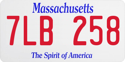 MA license plate 7LB258