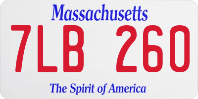 MA license plate 7LB260