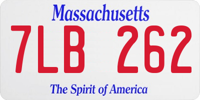 MA license plate 7LB262