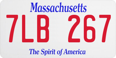 MA license plate 7LB267