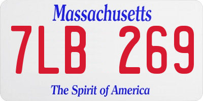 MA license plate 7LB269