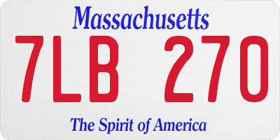 MA license plate 7LB270