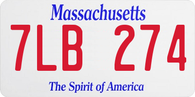 MA license plate 7LB274