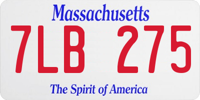 MA license plate 7LB275