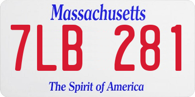 MA license plate 7LB281