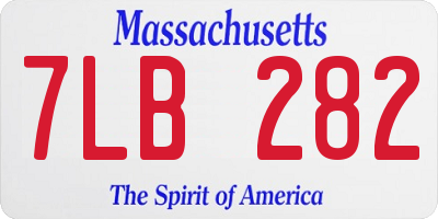 MA license plate 7LB282