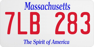 MA license plate 7LB283