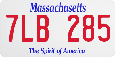 MA license plate 7LB285