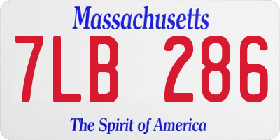 MA license plate 7LB286