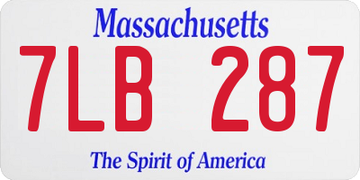 MA license plate 7LB287