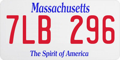 MA license plate 7LB296