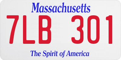 MA license plate 7LB301