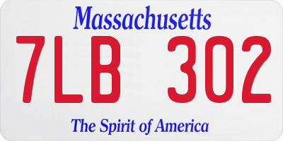 MA license plate 7LB302