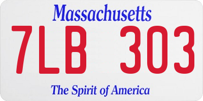 MA license plate 7LB303