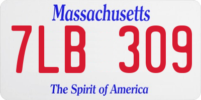 MA license plate 7LB309