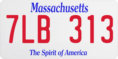 MA license plate 7LB313