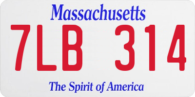 MA license plate 7LB314