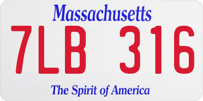 MA license plate 7LB316