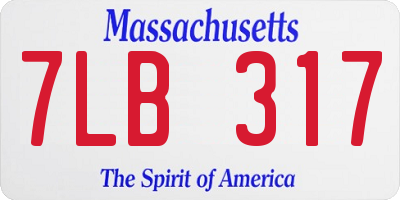 MA license plate 7LB317