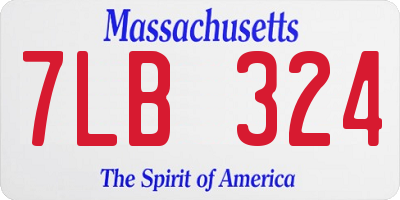 MA license plate 7LB324