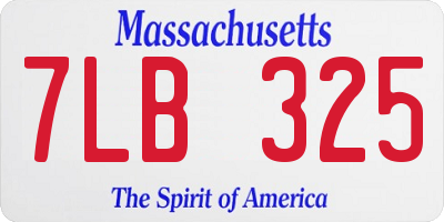 MA license plate 7LB325