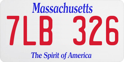 MA license plate 7LB326